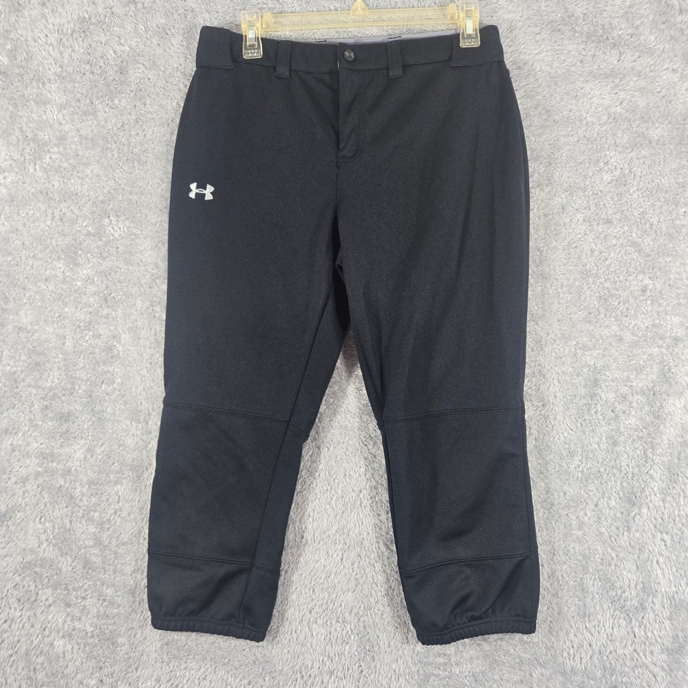 Under Armour Womens Black Softball Pants Medium Fitted Cropped Athletic Knickers